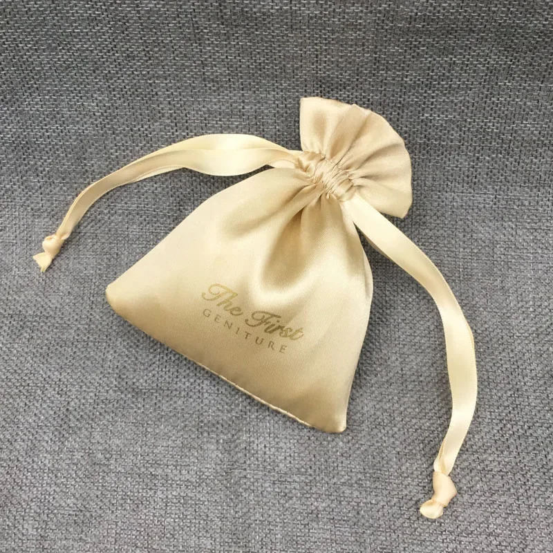 Custom Satin Extensions Hair Bags Ribbon Drawstring Luxry Goods Silk Packaging Pouches Makeup Case Shoes Cloth Wigs Storage Bag