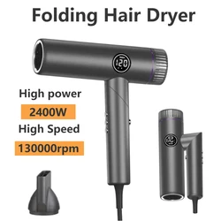 2400W Professional Folding Portable Brushless Hair Dryer 130000rpm High-Speed Negative Ionic Blow Dryer Hotels Travel Hair Dryer
