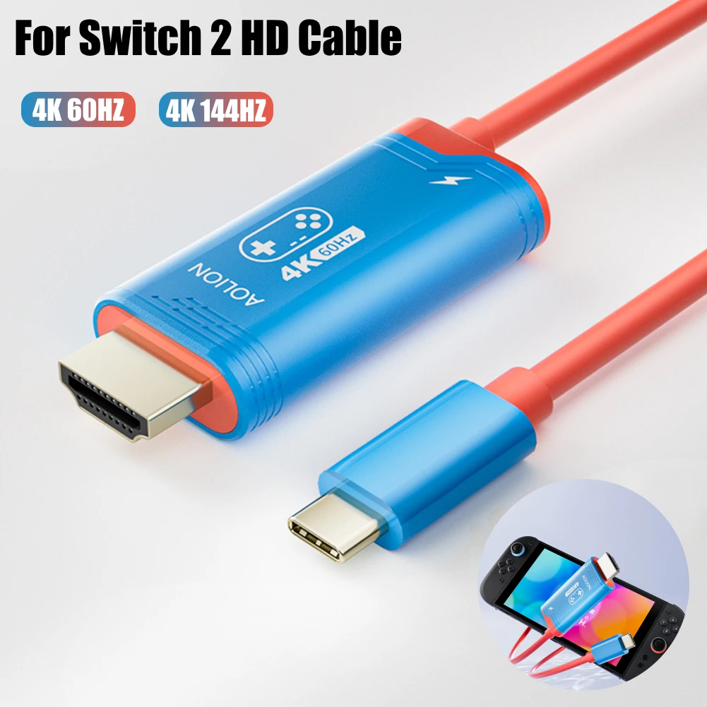 

For Switch 2 USB C to HDMI-Compatible Cable Adapter Video Capture Cable 4K 60Hz/4K 120Hz PD 100W for SteamDeck for ROG Ally