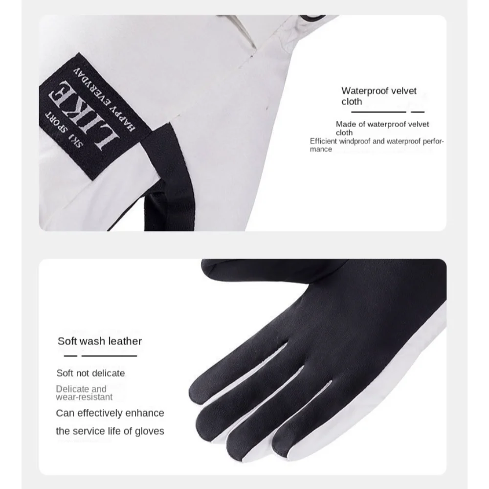 

New Winter Warm Snowboard Ski Gloves Windproof Non-slip Cycling Gloves Waterproof Full Fingers Fleece Gloves Outdoor Sports