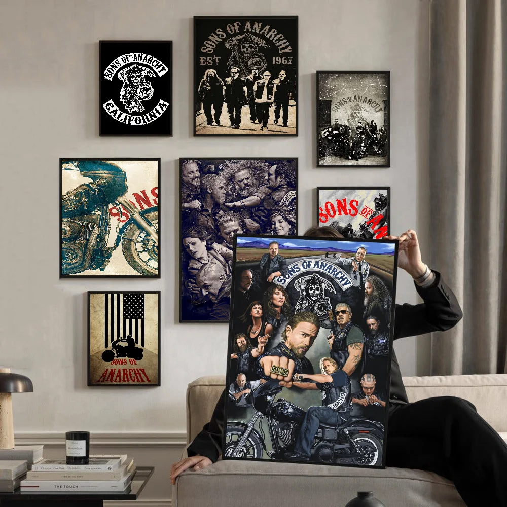 Son Of Anarchy American Crime Tv Classic Movie Poster HD-Qualität Poster Wandkunst Malerei Studie Nordic Home Decor