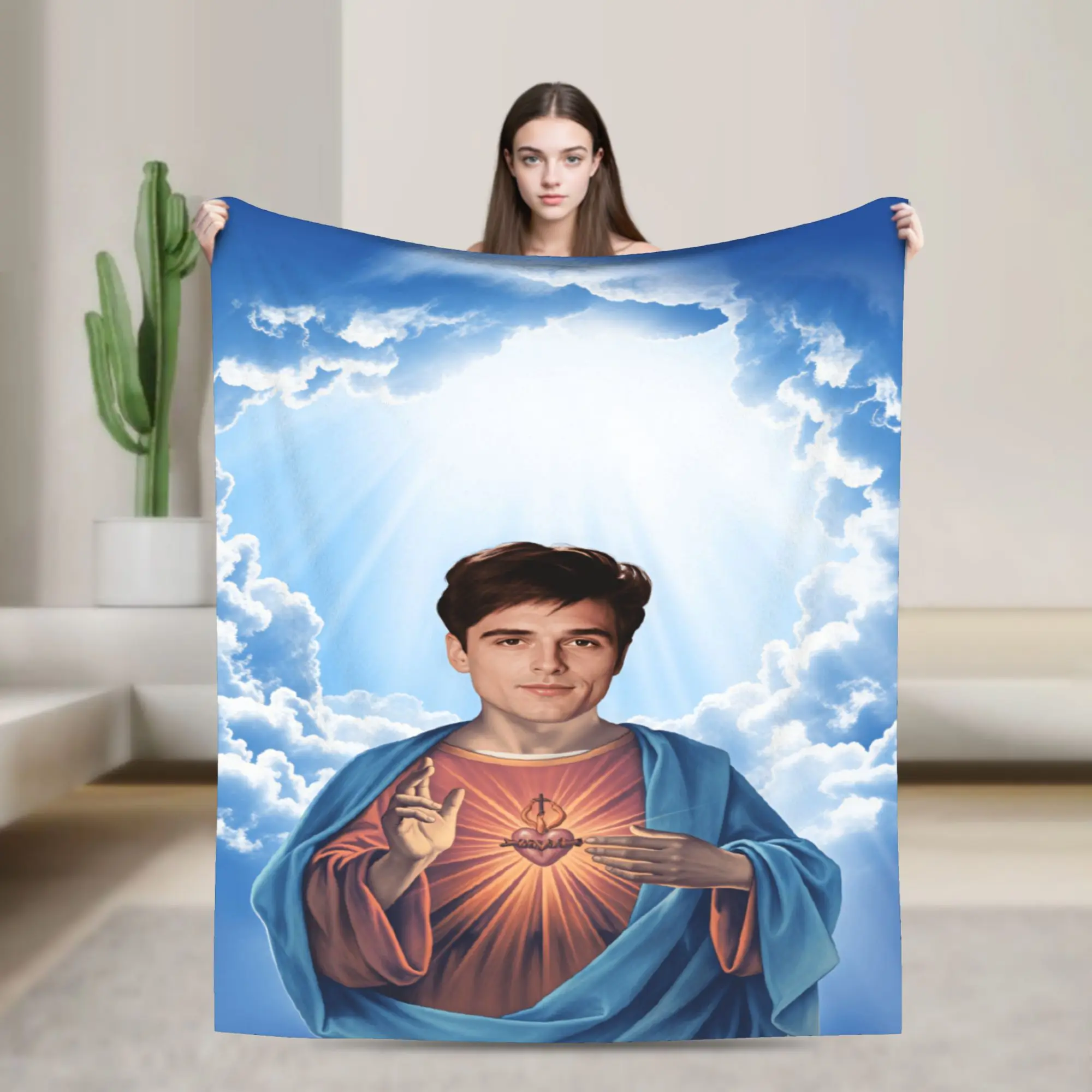 Jacob E-Elordi Jesus Blanket Winter  Soft Cozy Throw Blanket For Girl Chair Sofa Bed Flannel Bedspread Bed Cover