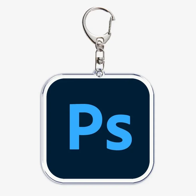 Creative Working Software Logo Clear Acrylic Keychain PS PR Excel Key Chain for Accessories Double Sided Ring Chain Jewelry Gift