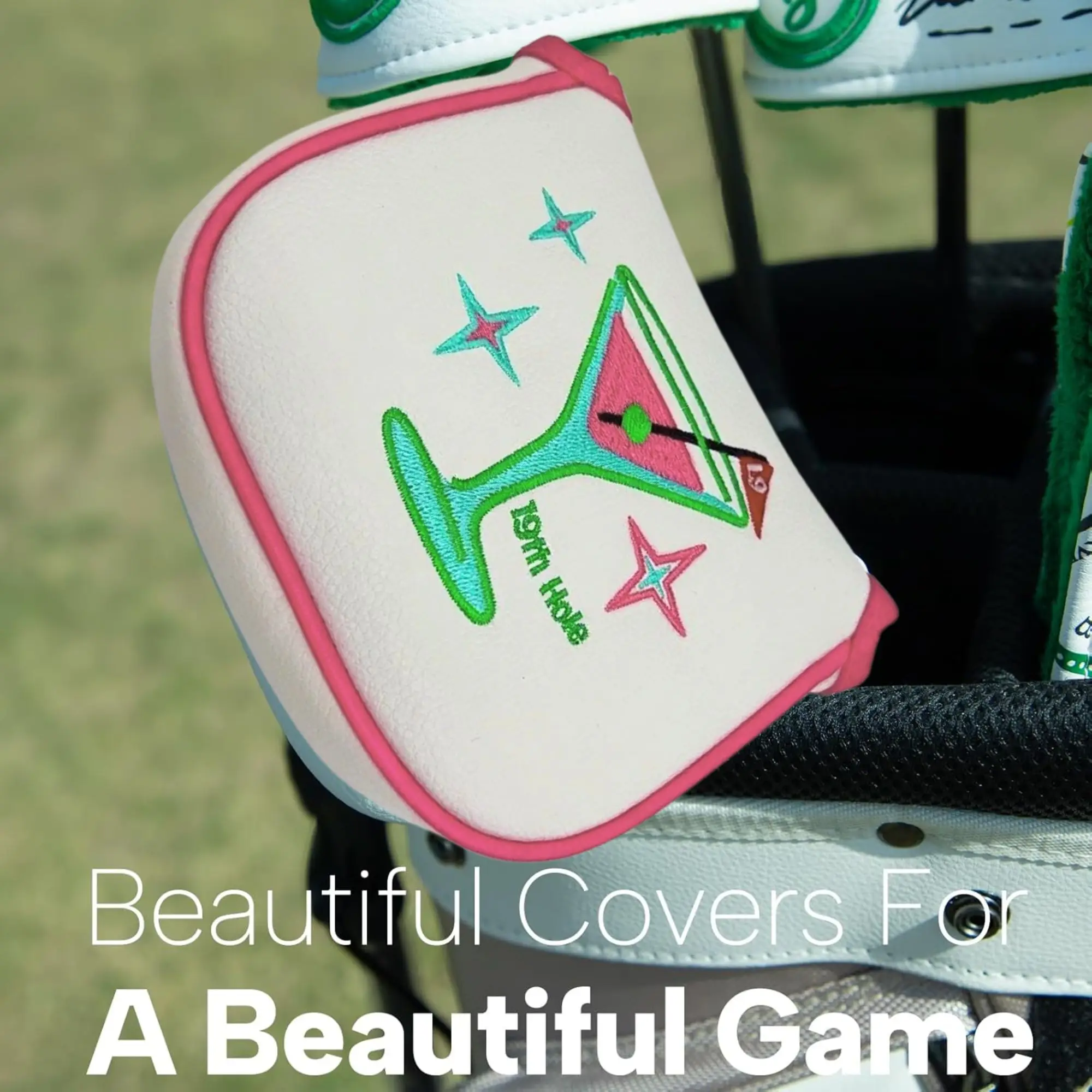 Embroidered 19th hole Design Golf Club Headcover Funny Mallet Putter Head Cover  Great Christmas Gift For Golf Lovers image 4