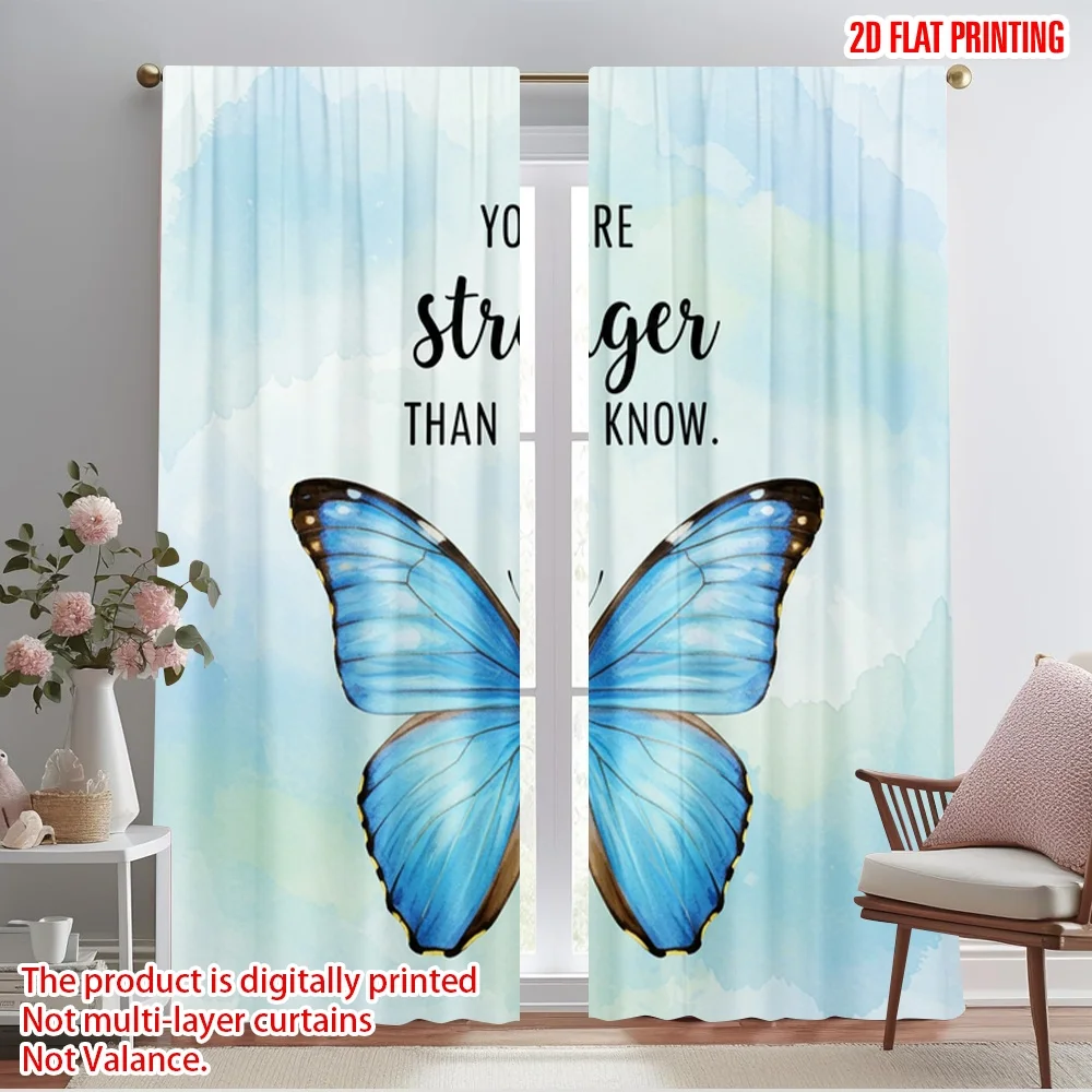 

2pcs 2D flat printing Party Window Curtains Butterfly Strength Polyester Without Electricity Birthday Party Use for gold wall