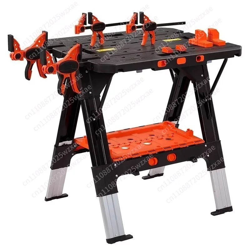 Woodworking folding operation table, portable and adjustable height workbench, handcrafted DIY multi-functional saw table