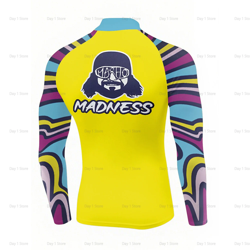 الرجال مفتول العضلات راندي سافاج كم طويل تي شيرت الياقة المدورة سريعة الجافة ضغط اللياقة البدنية ضيق الجري رداء علوي غير رسمي جديد الخريف #3