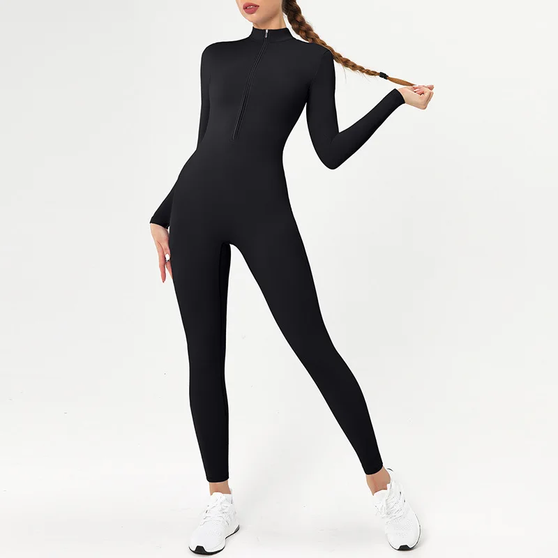Naked tight-fitting fleece autumn and winter one-piece yoga clothes thermal one-piece running fitness clothes