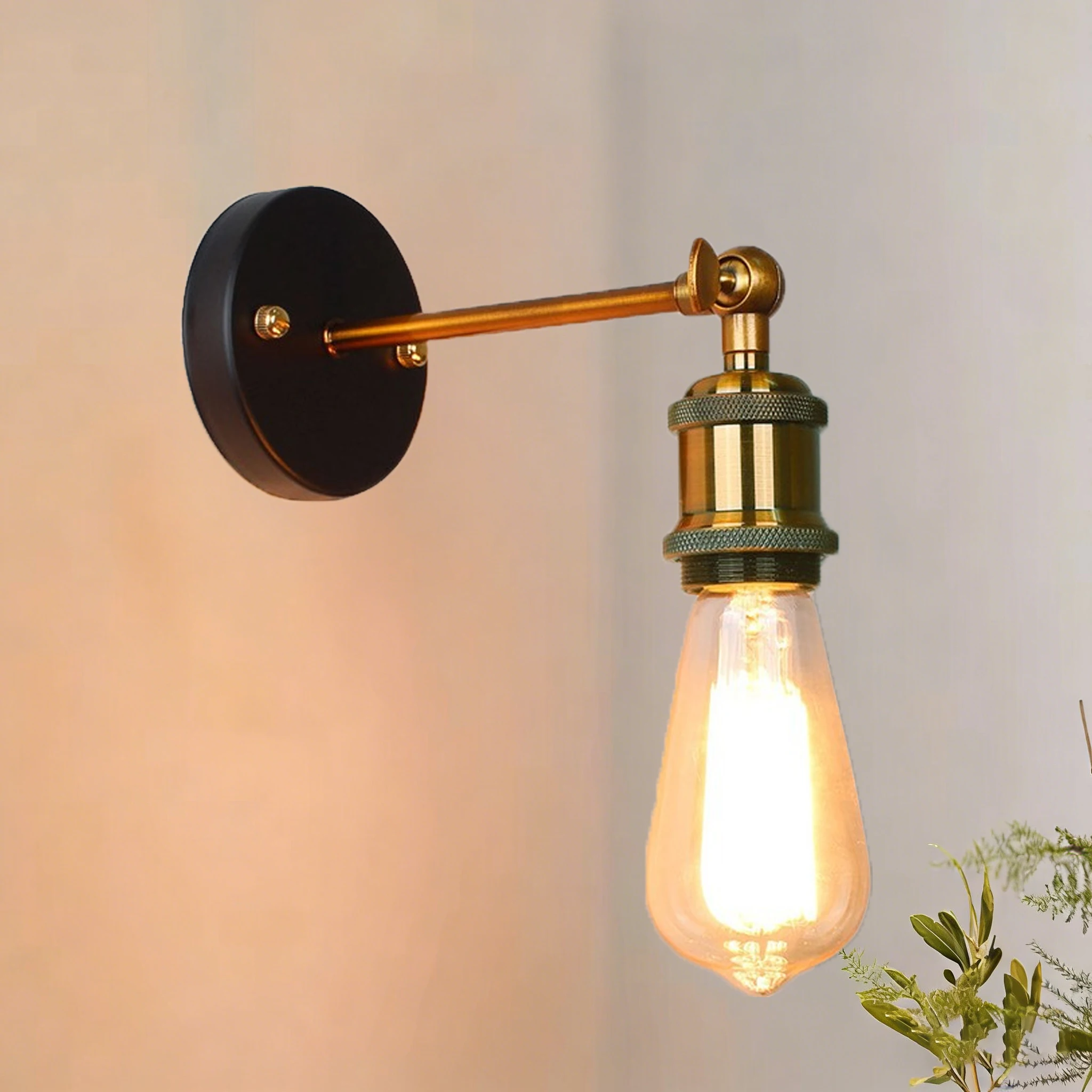 Vintage Iron Industrial Lamp Base LED Bedside Lights Living Room  Cafe Indoor Lighting Decorative Light Fixture E27 Wall Lamp