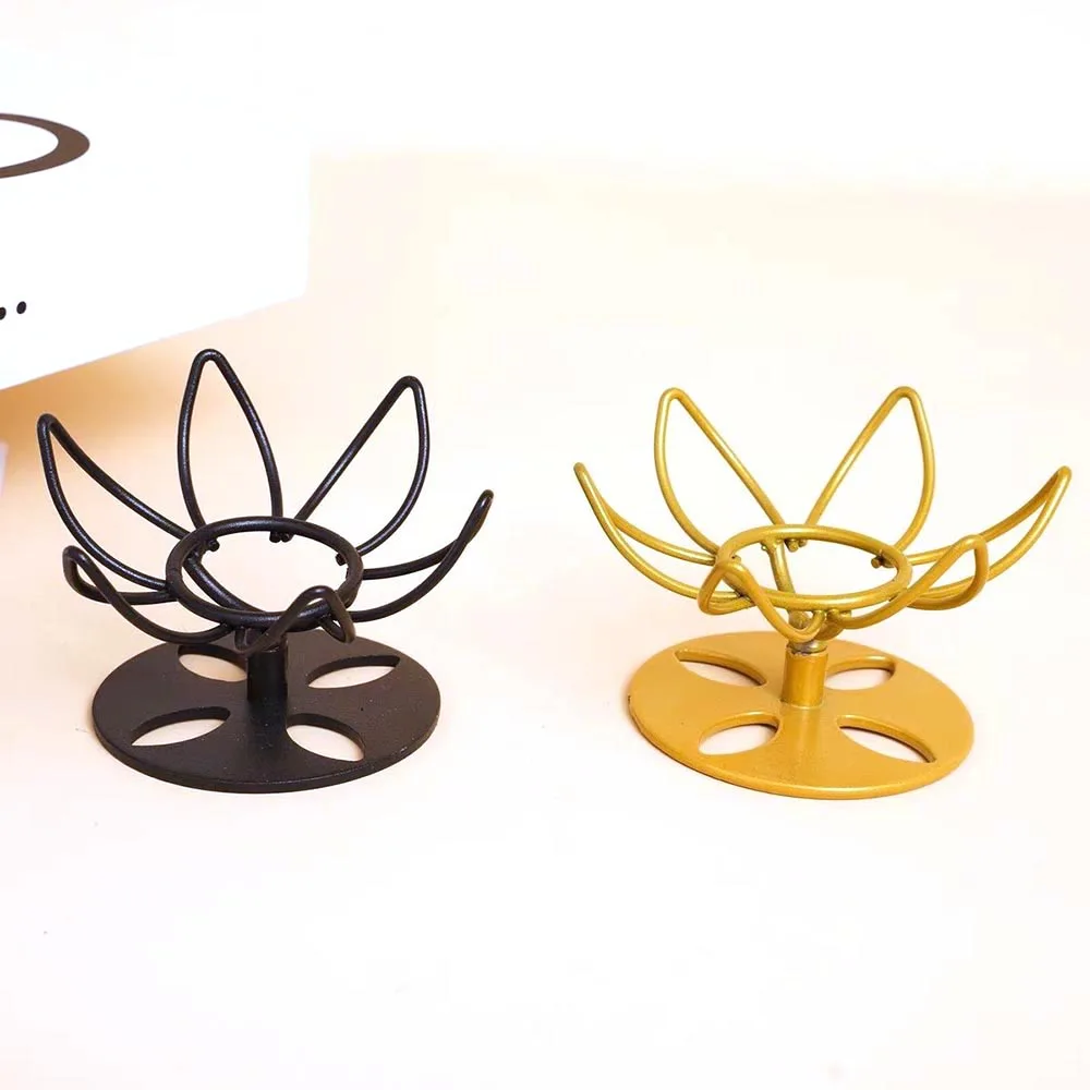 Lotus Crystal Ball Stand Metal Hollow Flower Petal Display Base Sphere Holder Mineral Specimen Gemstone Home Office Decor