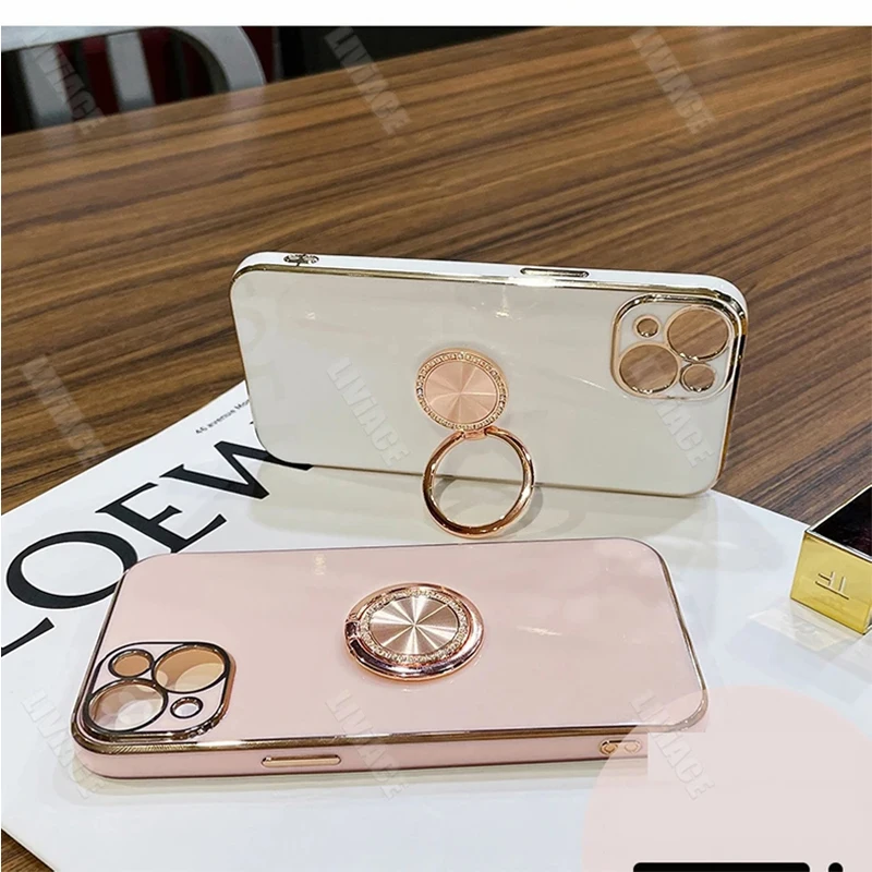 For Realmec63 Diamond Bling Ring Holder Case On For Oppo Realme C63 C61 C 63 61 Stand Cover