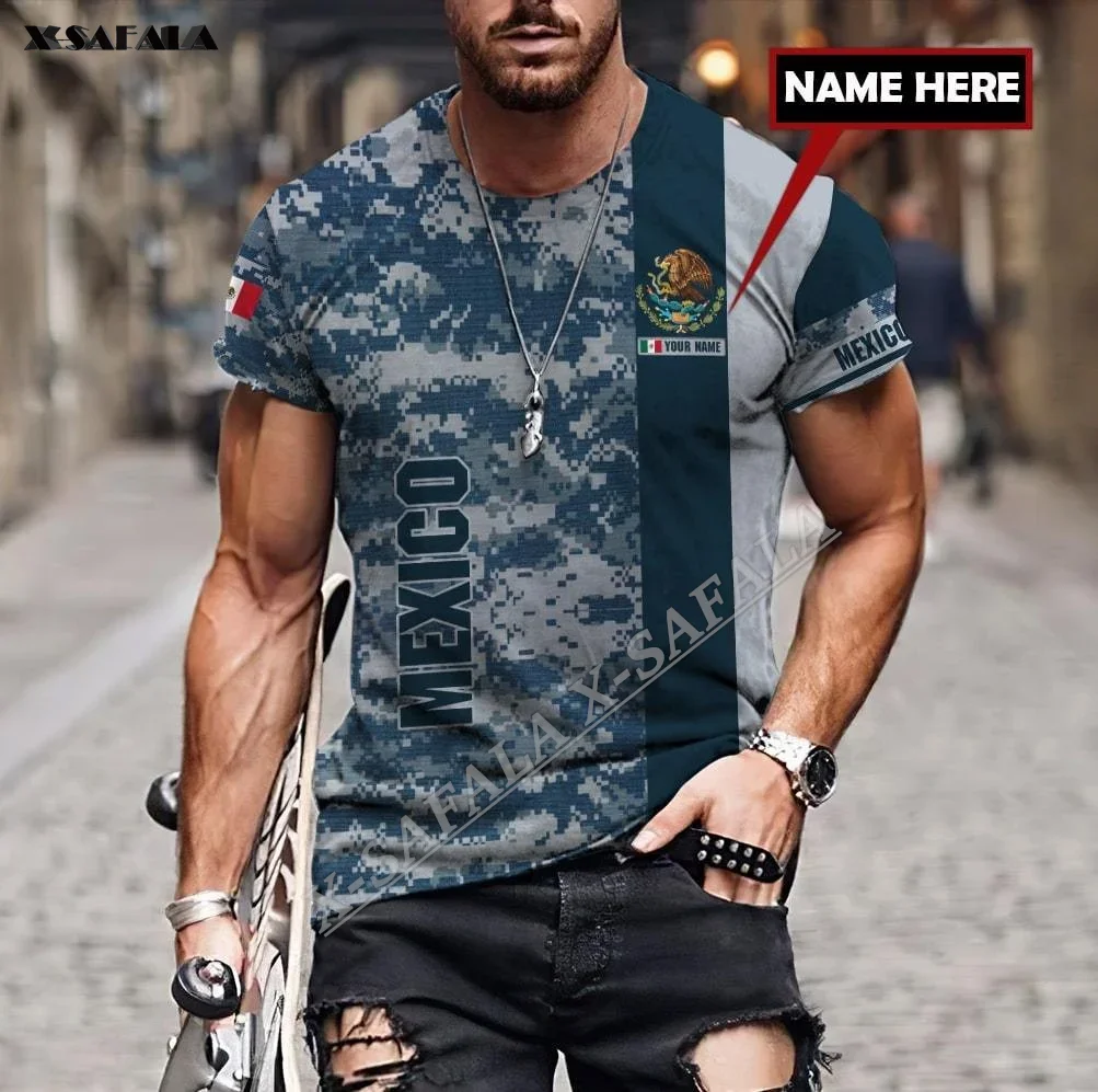 Camo Mexico Custom Eagle Flag 3D Full Print Men Unisex T-Shirt Tops Tees Short Sleeve Casual O Neck Milk Fiber Baby-Skin-Feeling