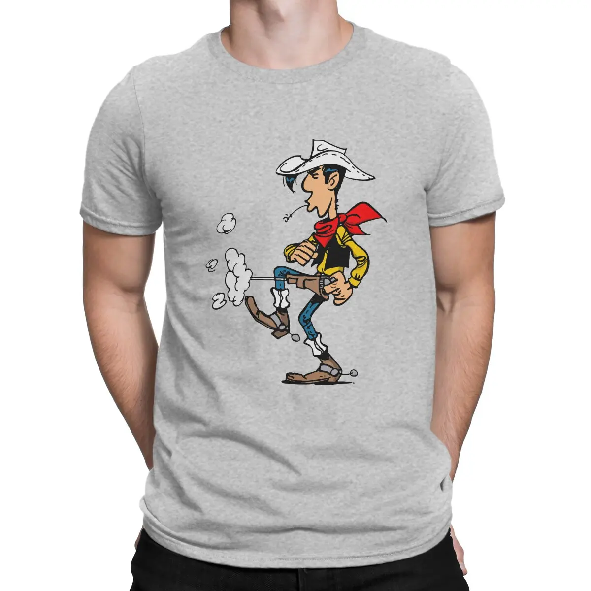 Lucky Luke Cotton T-Shirts Cartoon Anime Print Men Women Short Sleeve T Shirt Hip Hop Oversized Harajuku Tees Tops Man Clothing