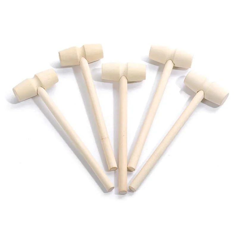 Mini Wooden Hammer Mallets Crab Seafood Crackers Pounding Toy Educational Tool for Kids Boys Wedding Birthday Party Decor