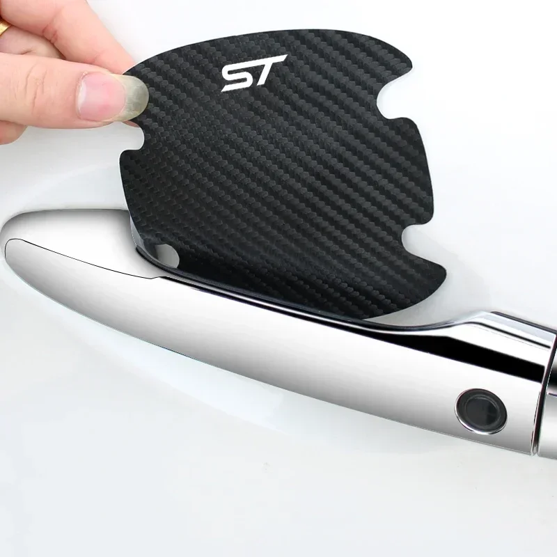Door Handle Wrist Bowl Cover Carbon Fiber Car Sticker for Ford ST Badge Anti Scratches Auto Accessories Dirty Resistant Strips