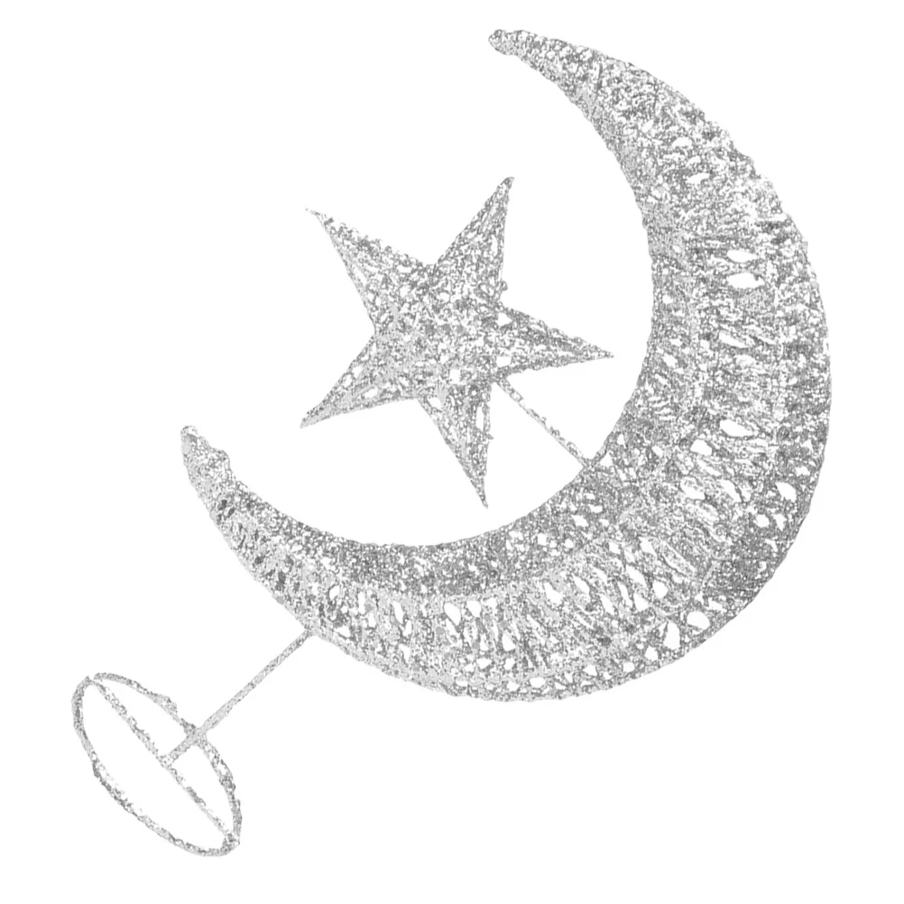 

1Pcs Christmas Tree Topper Glitter Powder Metal Moon Star Shape Stable Base Holiday Decoration Star Tree Topper