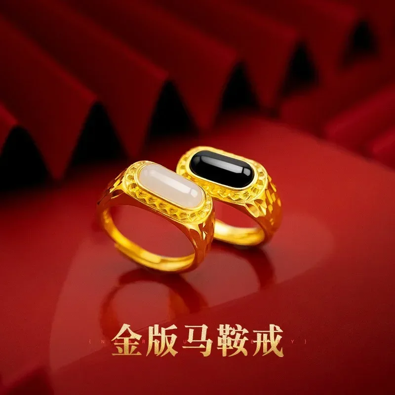 9999 Real Gold 24K Men's Saddle Opening Ring Pure Gold Live Ethnic Style Ring