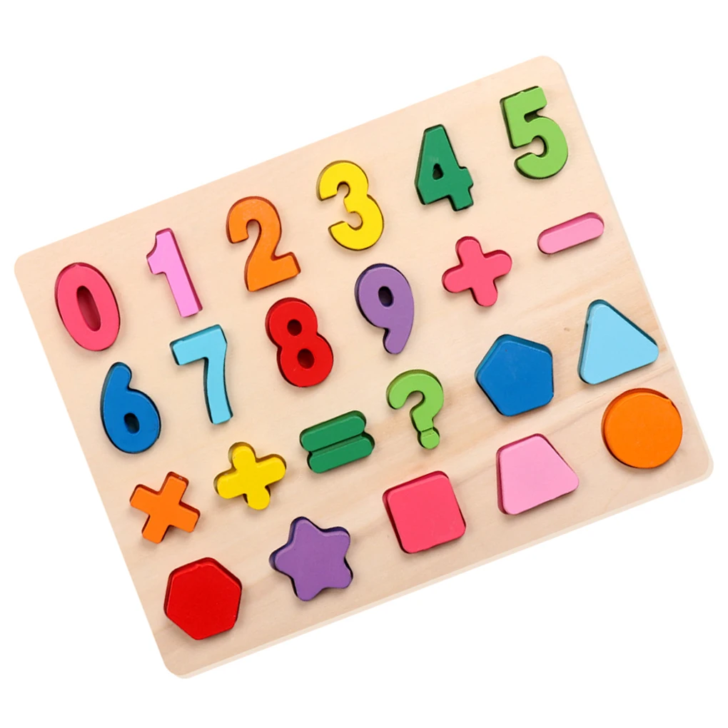 

Wood Alphabet Number Puzzles Geometric Toy Learning for Boys Girls