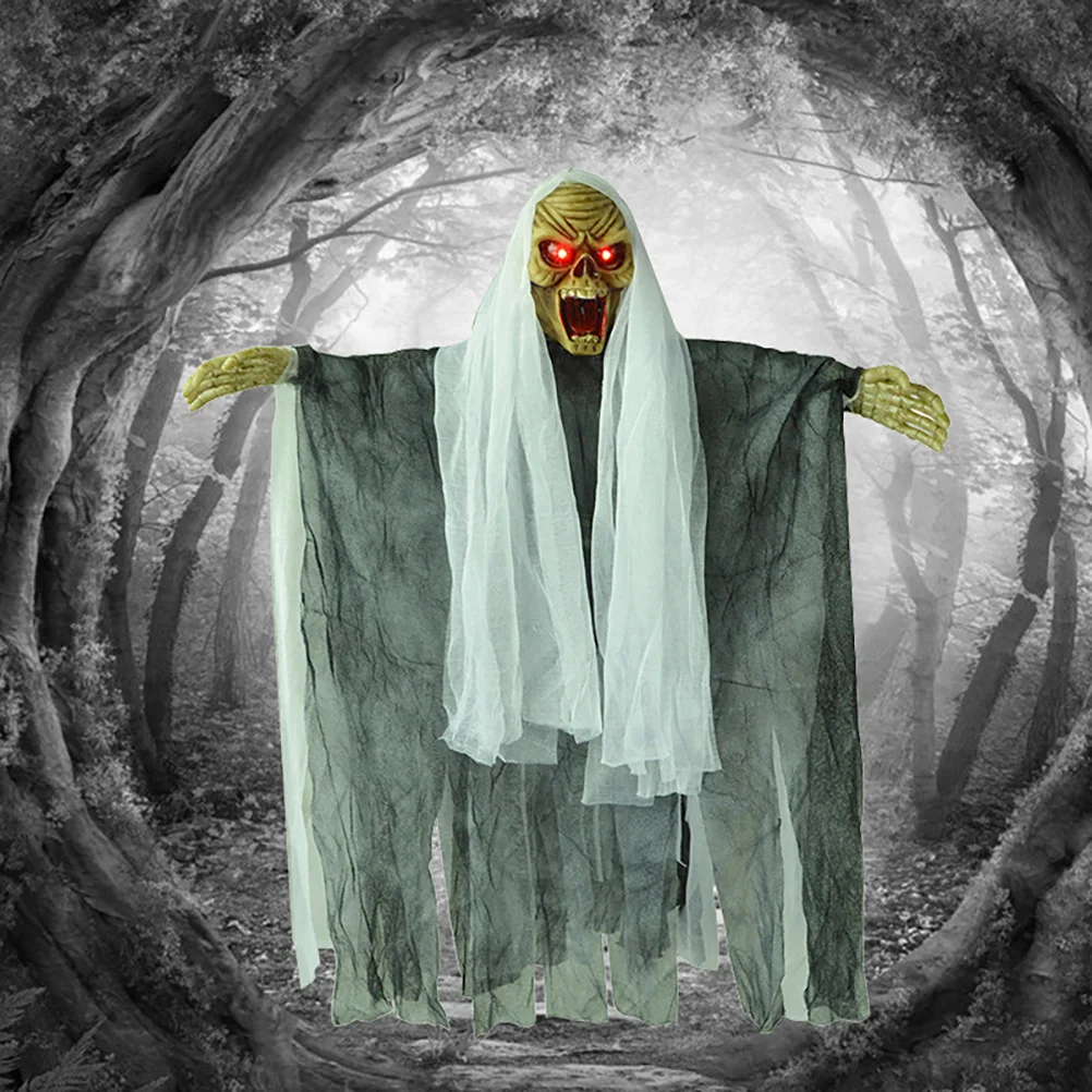 شبح معلق نشط بالحركة للأشجار والأشباح وزخارف ساحرة هالوين