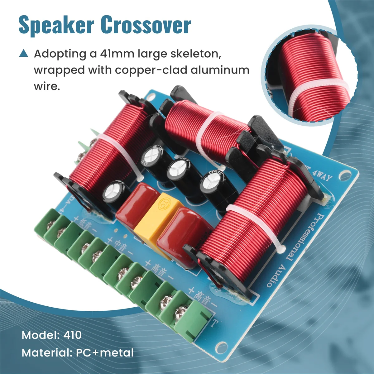 HFES 200 W Lautsprecher Crossover Doppel Höhen + Mitteltöne + Bass 4-Wege-Lautsprecher Audio-Frequenzteiler Heimkino-Lautsprecherteiler