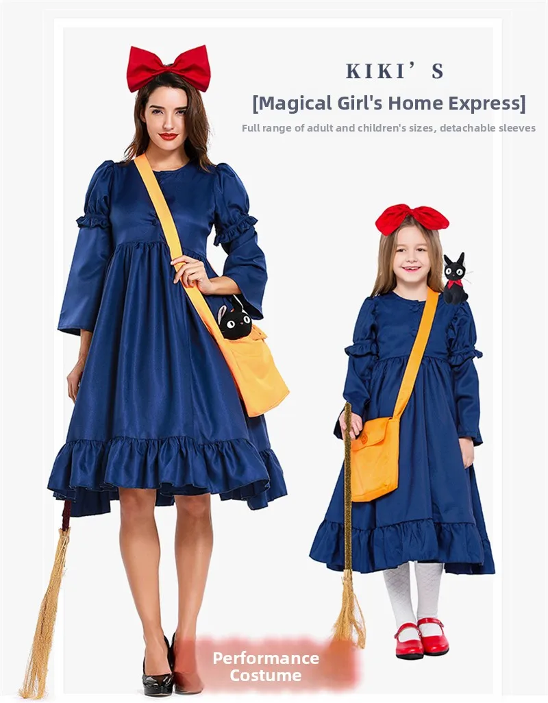 Disfraz de Bruja de loween para Niños, Disfraz de Actuación, Bruja Pequeña Kiki, Ropa para Niñas, Traje de Actuación Escénica