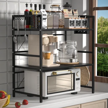 Kitchen Elevated Design Seasoning Rack Microwave Storage RackBilayer Oven Modern Minimalism Kitchen Accessories Organizer 3