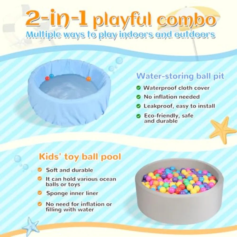 Piscina Rotonda per Bambini 90x30 cm - Adatta come Tavolo d'Acqua, Compatibile con Giochi per Bambini e Uso Interno/Esterno, Ottima come