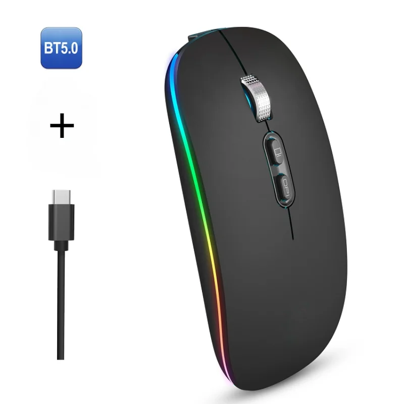 M103 High End Ultra-thin Type C Mouse 2.4Ghz Optical 7RGB Rechargeable RGB Dual-model Wireless USB+BT 5.1 Silent Mouse