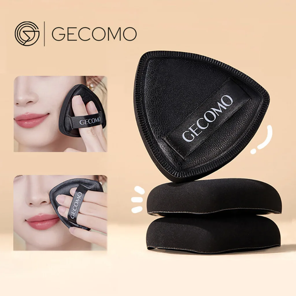 GECOMO Soft Triangular Black Powder Puff Wet And Dry Dual-use Concealer Makeup Cushion