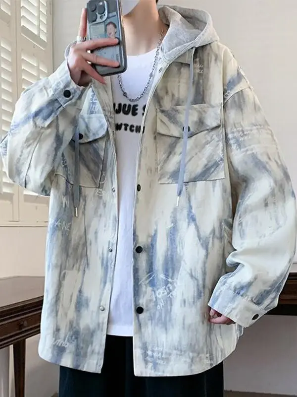 

Мужская толстовка оверсайз с принтом тай-дай, весна-осень, с капюшоном, свободного кроя, повседневная верхняя одежда, бренд Faion, полиэстер