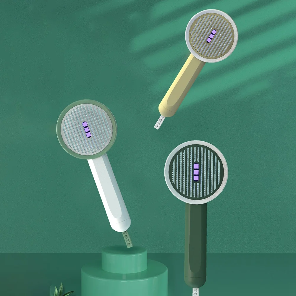 ABHU-cepillo para quitar el pelo de mascotas, cepillo de cuidado con luz UV para masaje de pelo flotante, suministros para el cuidado de perros y mascotas