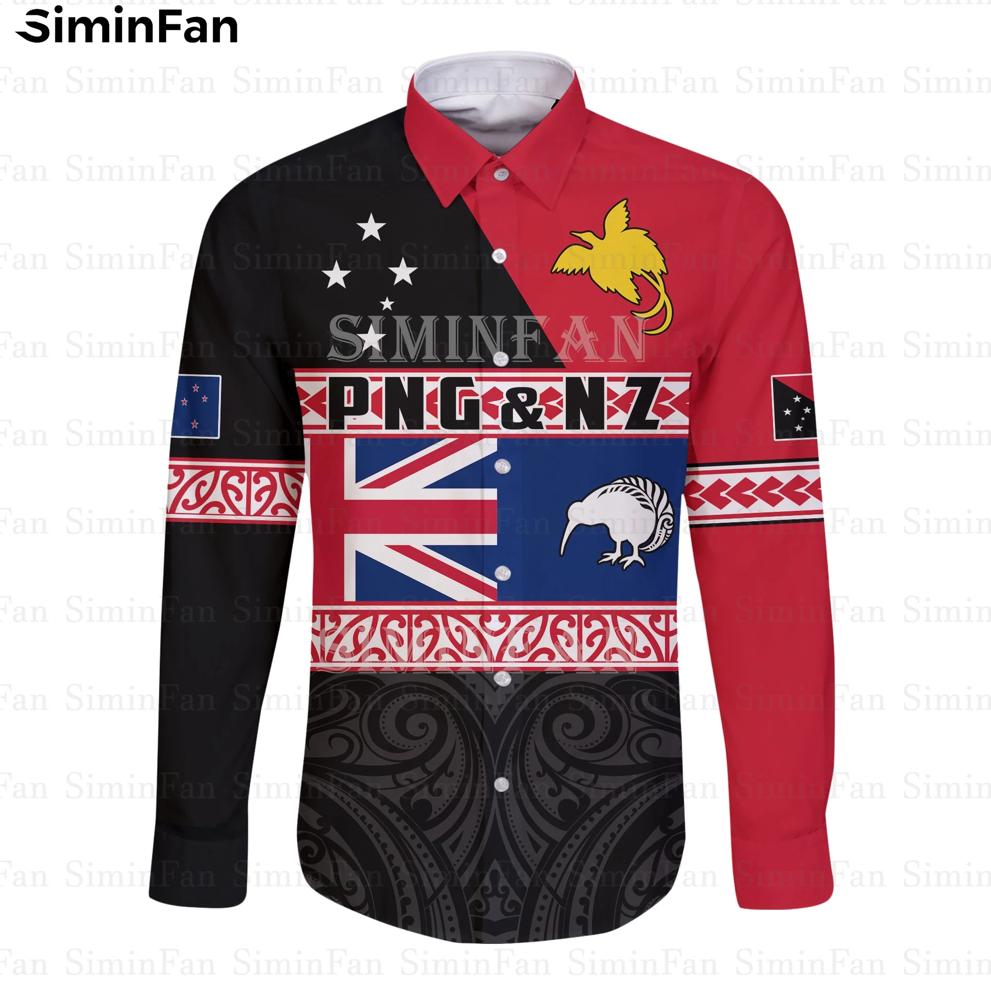 Papua New Guinea NewZealand 3D Printed Hawaiian Shirt Men Long Sleeve Camisa Female Top Unisex Blouse Casual Fashion Streetwear