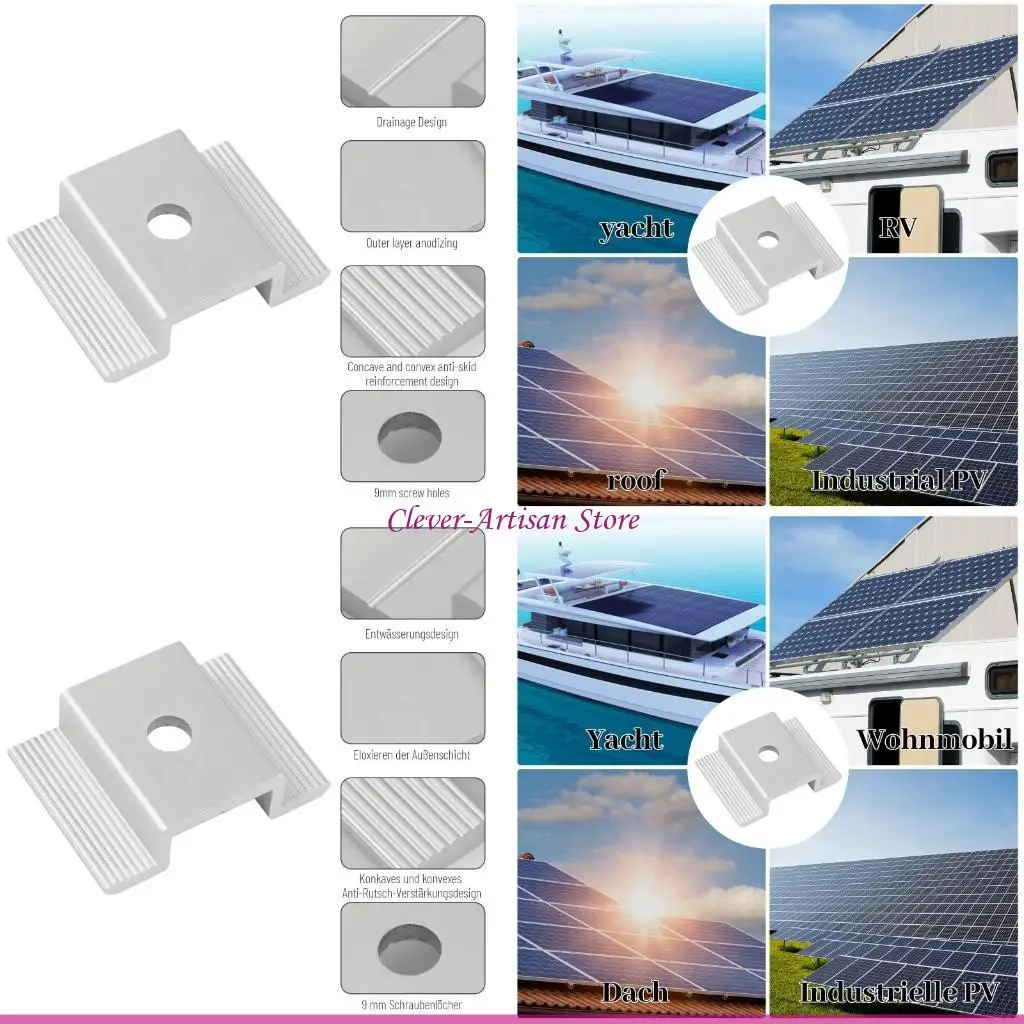 

E06B 20/50 Pcs Adjustable Solar Panel Mounting Bracket Clamp Wide Photovoltaic Support Clamps for Solar Panel System