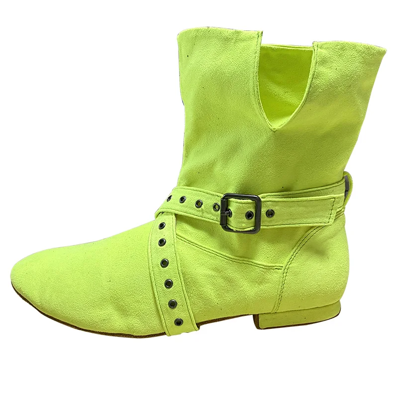 Wedopus 28 Colors Customized Latin Dance Ankle Boots Woman Fluorescent Green Black Suede Ladies Country Dancing Boot indoor image 3