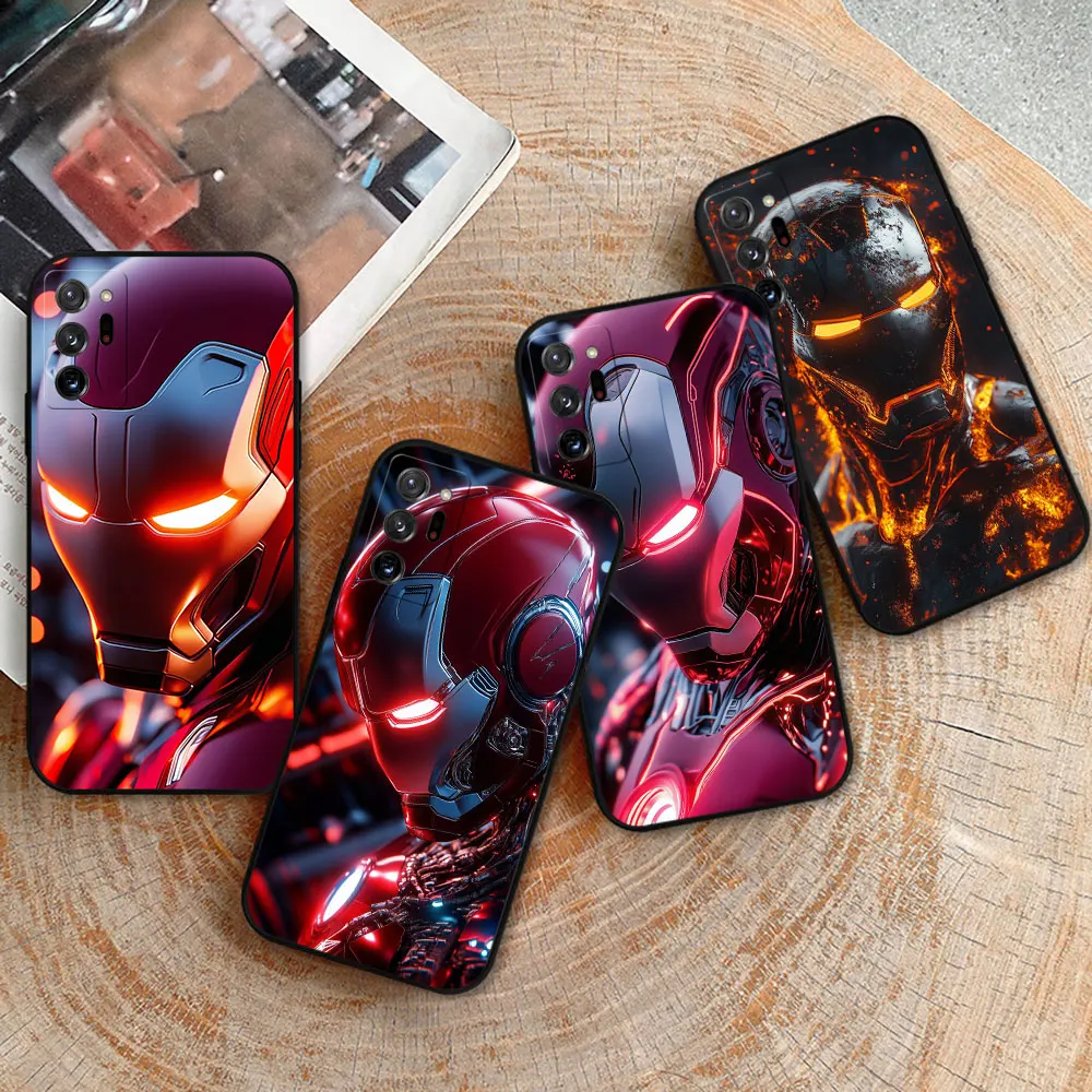 Casing ponsel mesin Iron Man, sarung HP Marvel Iron Man untuk Samsung Galaxy A15 A14 A13 A06 A05S Note 20 Ultra Pro M62 M54 M51 A80 A70 A50 hitam