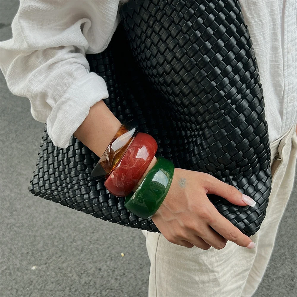 

​ ​Vintage Punk Brown Green Thick Resin Acrylic Bangles Geometric Irregular Wide Cuff Bangle Bracelet For Women Men Jewelry