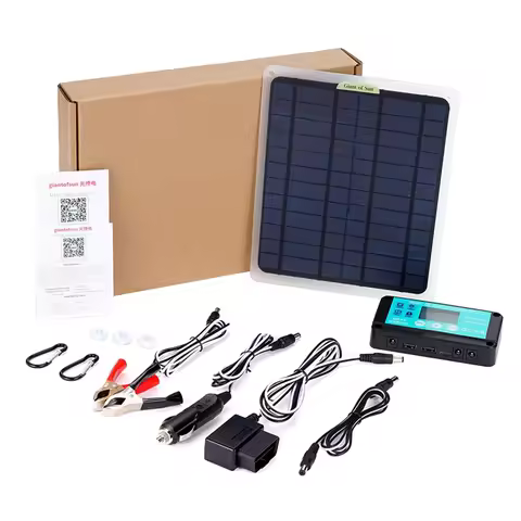 A95I-20W Solar Panel 12V 10A Battery Controller Car Charger Outdoor Battery Supply for Vehicle Battery with OBD Plug