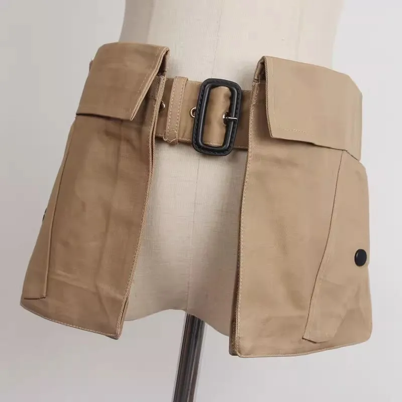 

Women's Fashion Fabric Pocket Corset Female Cummerbund Coat Waistband Dress Decration Wide Belt J258