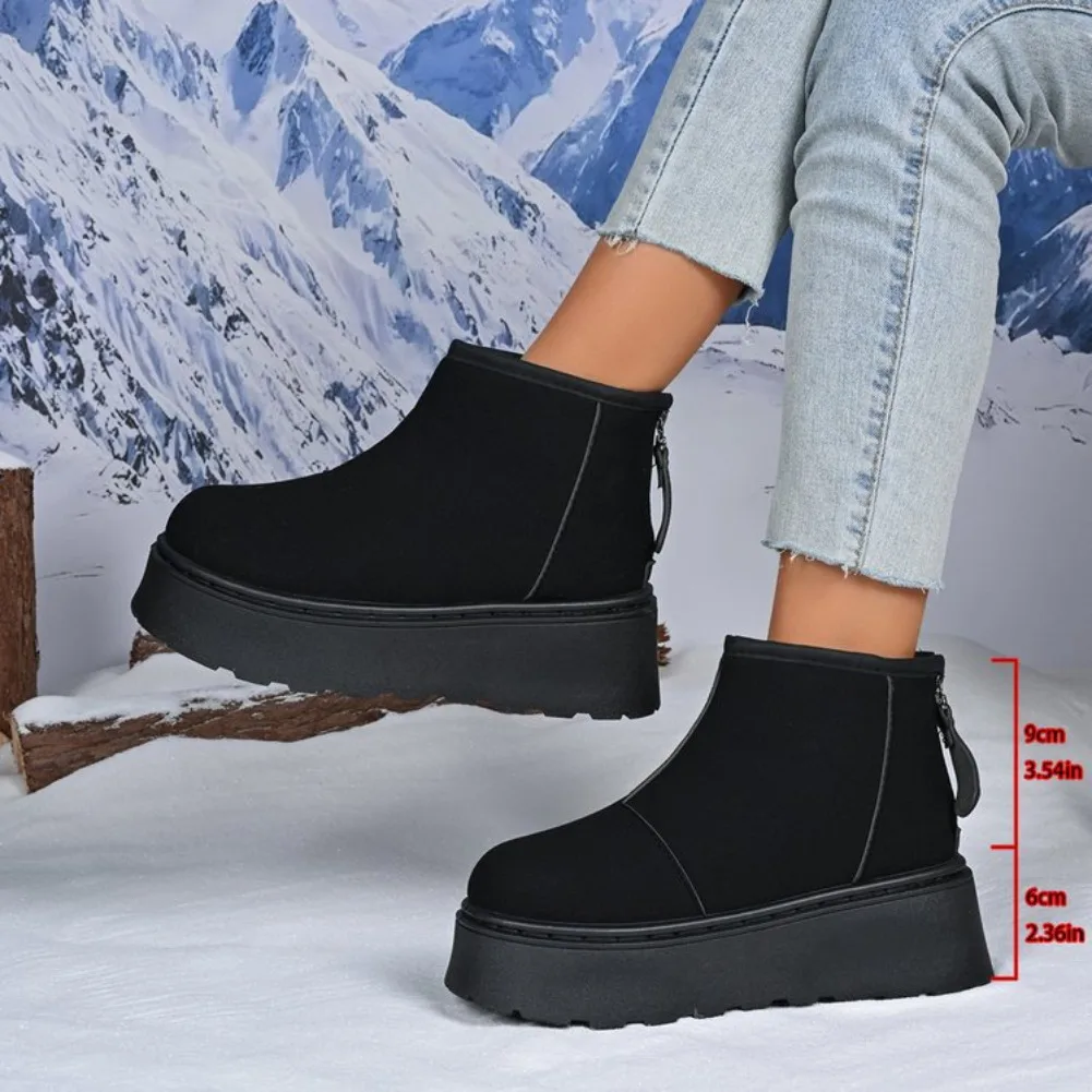 2026 جديد الشتاء الإسفنج كعكة سميكة سوليد أحذية الثلوج للنساء ، أفخم أنبوب قصير أحذية الثلوج ، في الهواء الطلق أحذية بوت قصيرة دافئة #4