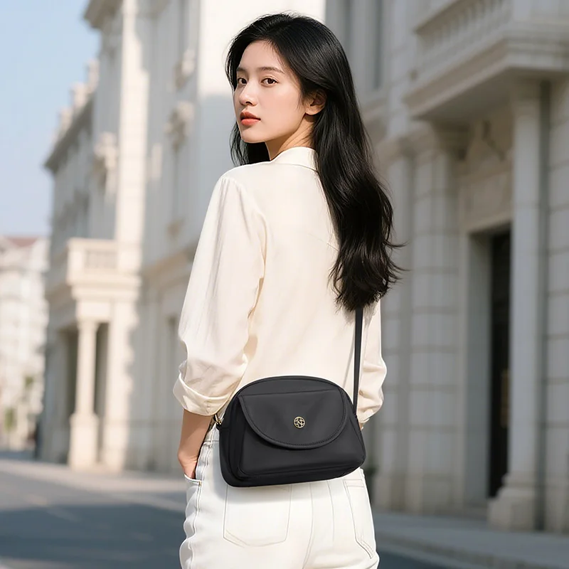 حقيبة كتف كروس صغيرة عصرية بجودة الجولف للنساء كاجوال خفيفة الوزن متعددة الطبقات حقيبة صغيرة أنيقة ومحمولة بالمشمش #5