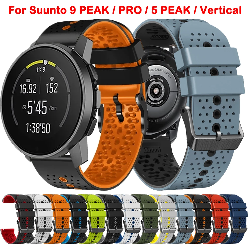 22mm Silicone Watch Strap For Suunto 9 Peak Pro Breathable Wristband Bracelet For Suunto Ocean Race Vertical Correa Watchband