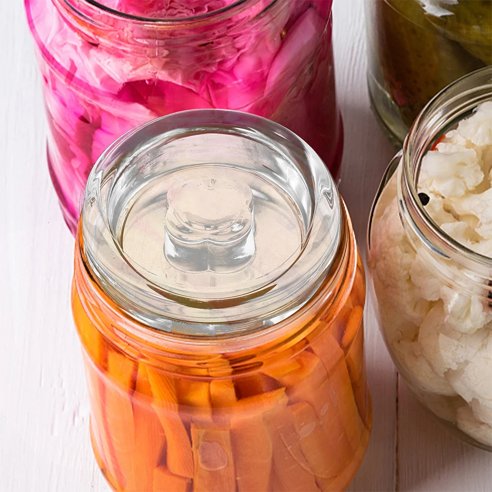 

4Pcs Glass Fermentation Weights Clear Reusable Fermenting Weight for Wide Mouth Mason Jar Sauerkraut Kimchi Making Tool