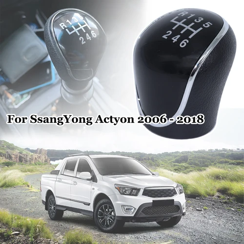 Imagen 1 del producto Perilla de palanca de cambios 6SP + R MT, palanca de cambios, palanca de cambios, balonmano cromado M10, pieza de repuesto negra para SsangYong Actyon 2006-2018