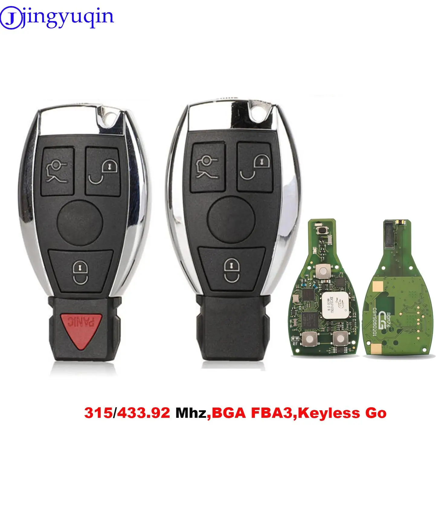 

jingyuqin Smart Remote Key For Mercedes Benz Year 2000+ Supports Original FBS3 Keyless Go BGA 315MHz Or 433.92MHz 3/4 Buttons