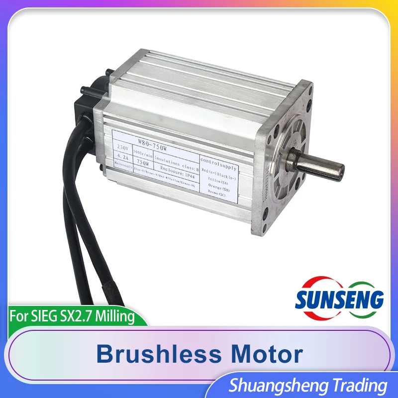 

Brushless DC Motor 220v W80-750W SIEG SX2.7.1-80 5000 RPM JET JMD-X2S Milling machine Motor