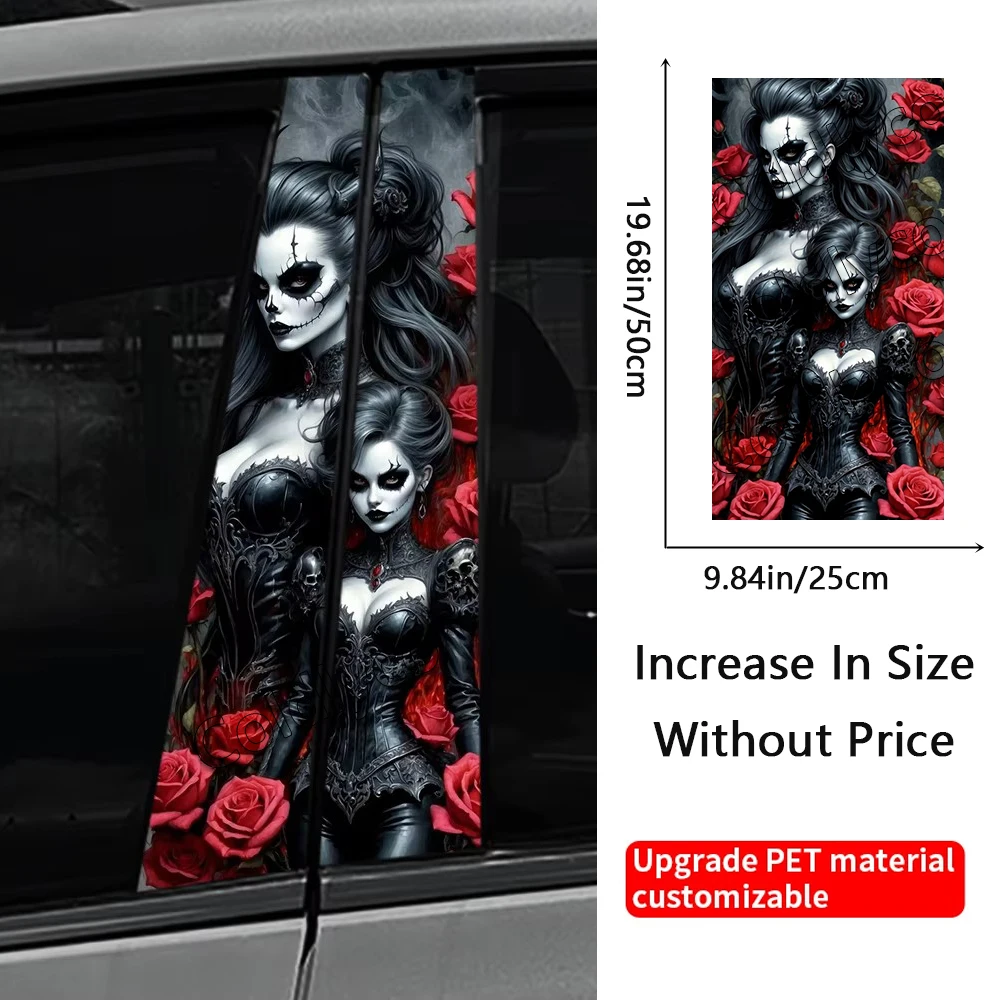 Gothic Skull Sticker B-pillar Sunscreen DIY Auto Center Column Cover Scratches Car Stickers Cartoon Decoration Accessories
