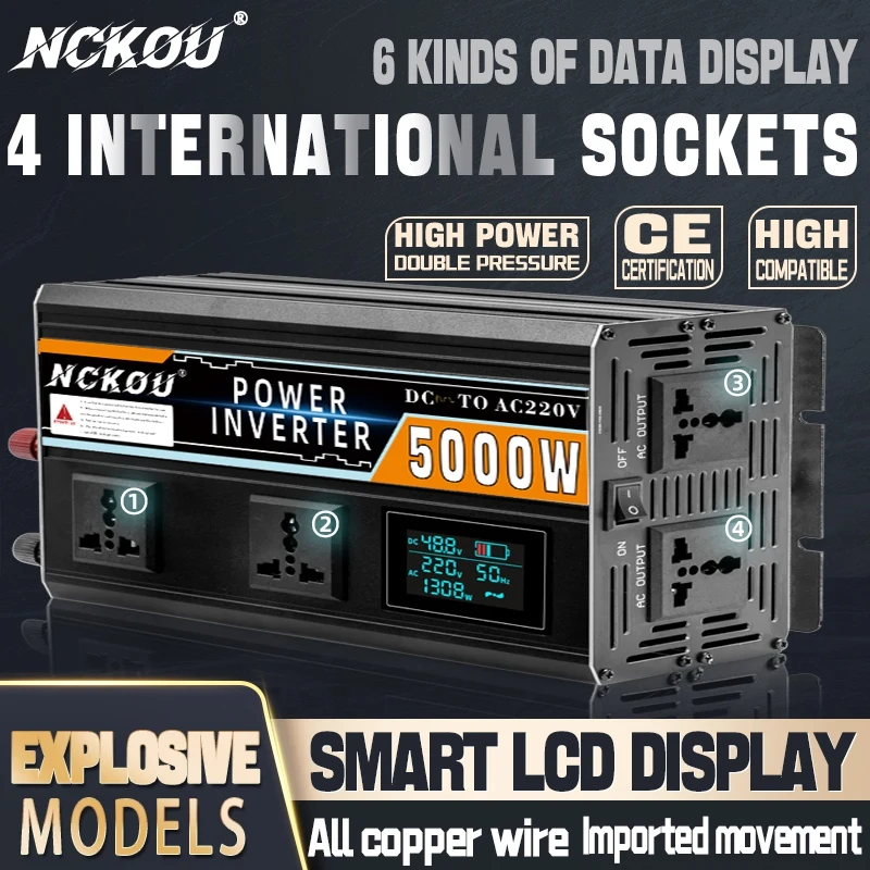 Power Inverter Dc 12v/24v/48v/60v To Ac 110v/220v/230v Modified Sine Wave 4200w 5000w Power Conversor  Inversor Corriente Invers