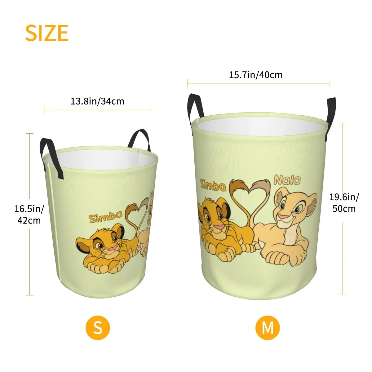 Customized Simba And Nala Cartoon Laundry Basket The Lion King Hakuna Matata Clothes Toy Hamper Storage Bin for Kids Nursery