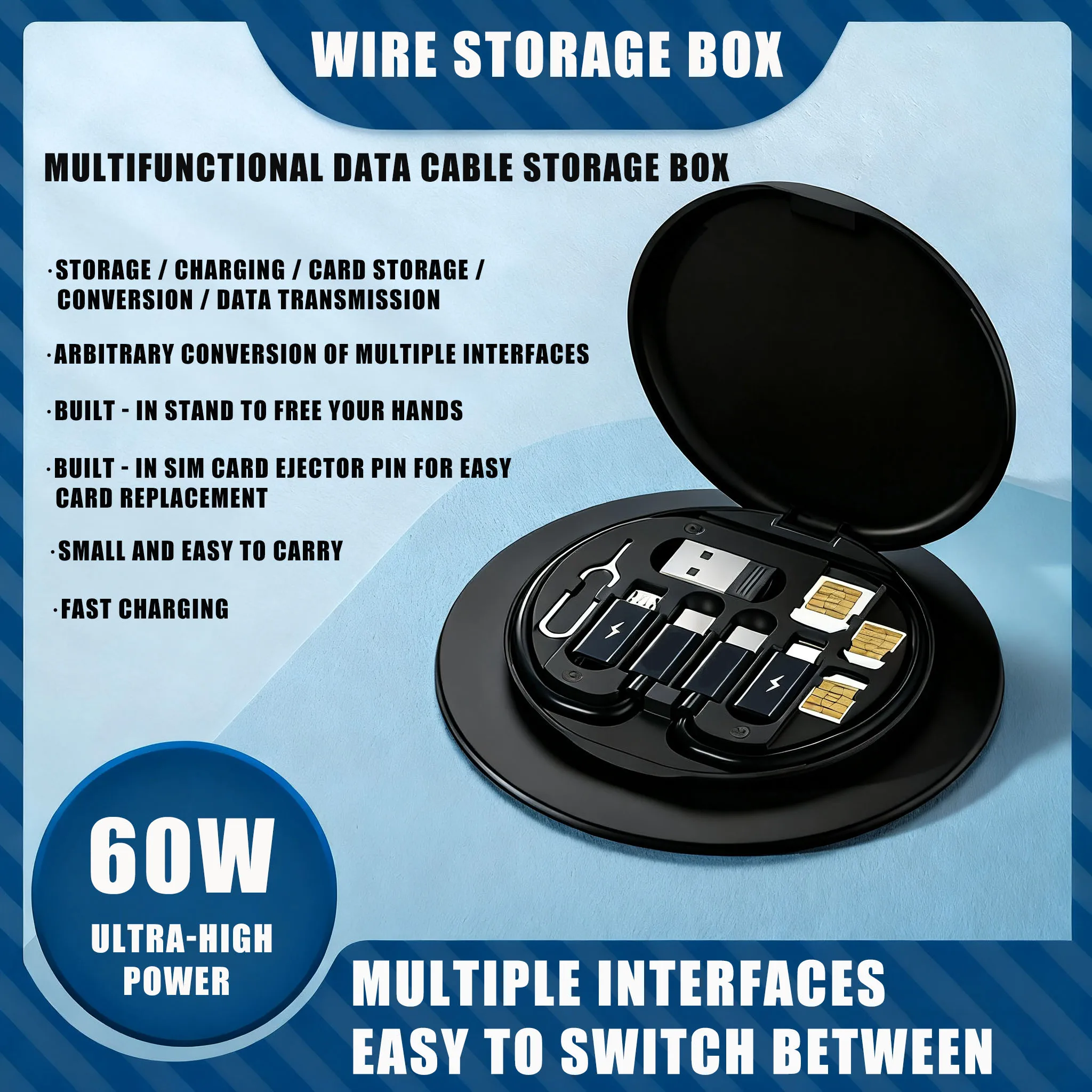 

5-in-1 Multi USB Type C 60W Data Adapter Cable Kit USB to Lighting Conversion Set USB A & Type C to Micro/Type C/Lighting
