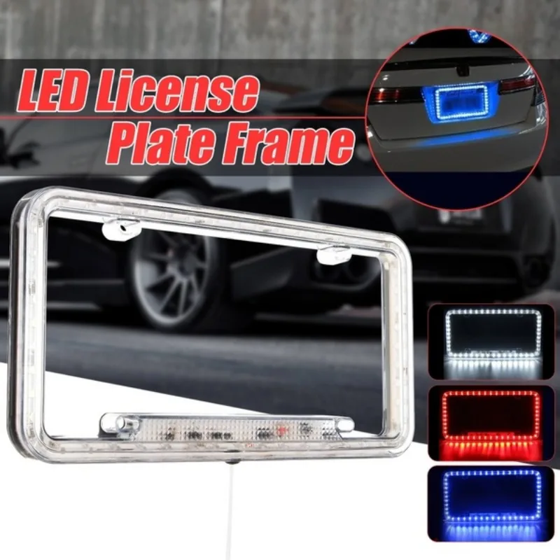 Car License Plate Frame 12V LED Lighting Acrylic U.S. Standard Car Led Luminous License Plate Frame for All Cars